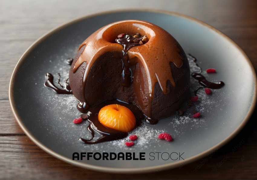 Chocolate Bundt Cake with Glaze on Plate
