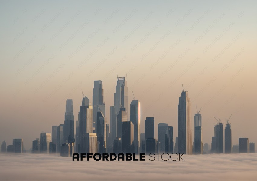 Skyscrapers Rising Above Clouds at Dawn