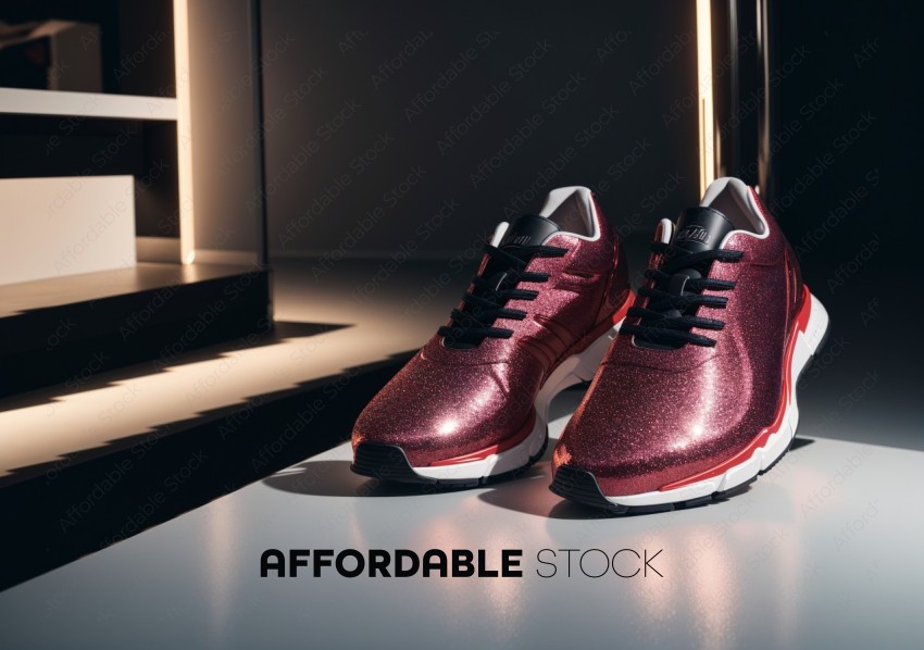 Glittering Pink Sneakers on Display