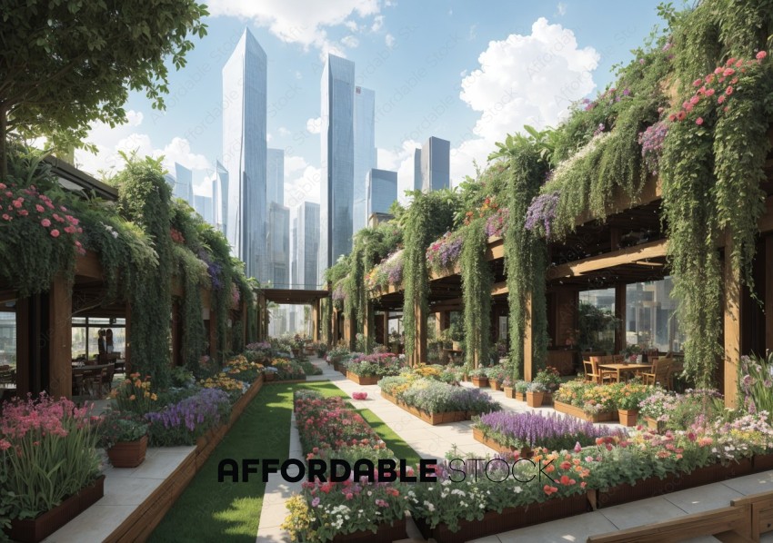 Urban Garden Oasis Amidst Skyscrapers