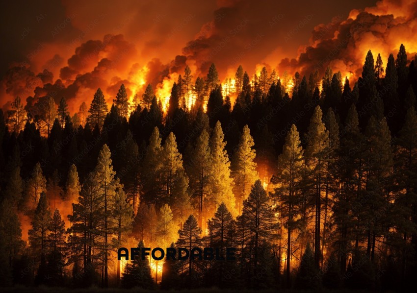 Forest Fire at Night