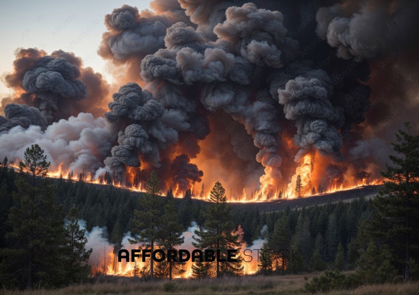 Massive Wildfire Engulfing Forest