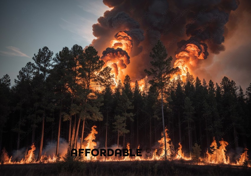 Forest Wildfire at Dusk
