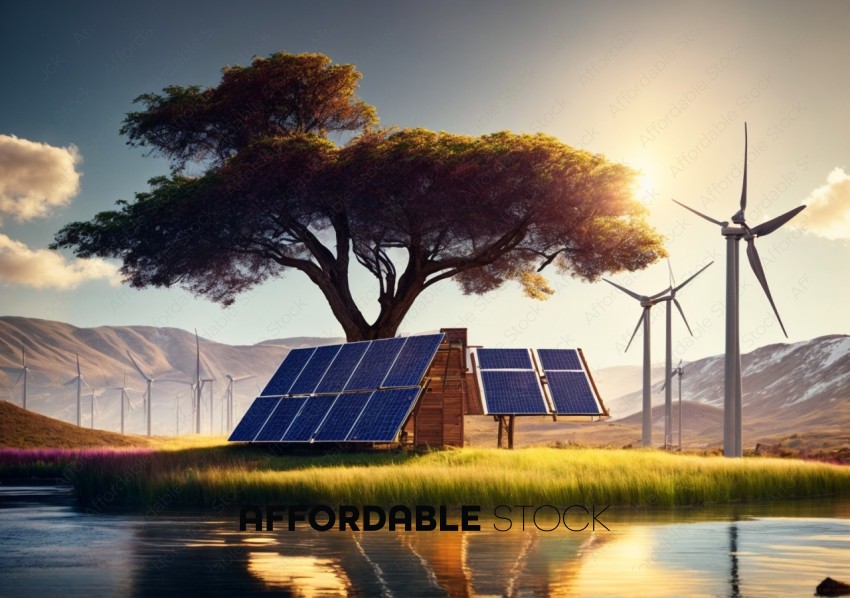 Renewable Energy Landscape at Sunset