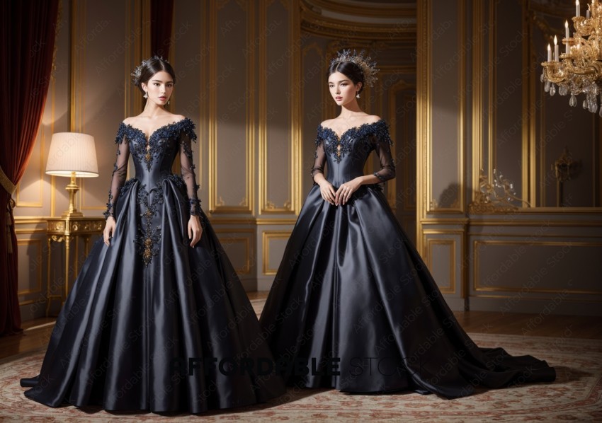 Elegant Women in Designer Ball Gowns