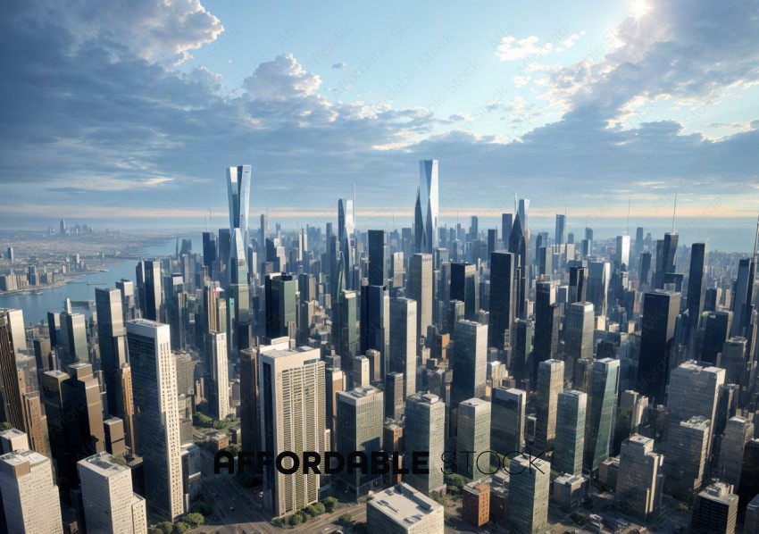 Futuristic City Skyline with Skyscrapers