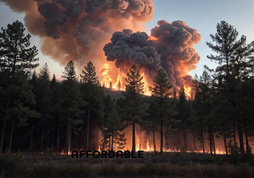 Forest Fire Devastation at Dusk