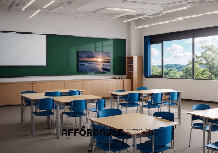 Modern Classroom with Digital Whiteboard