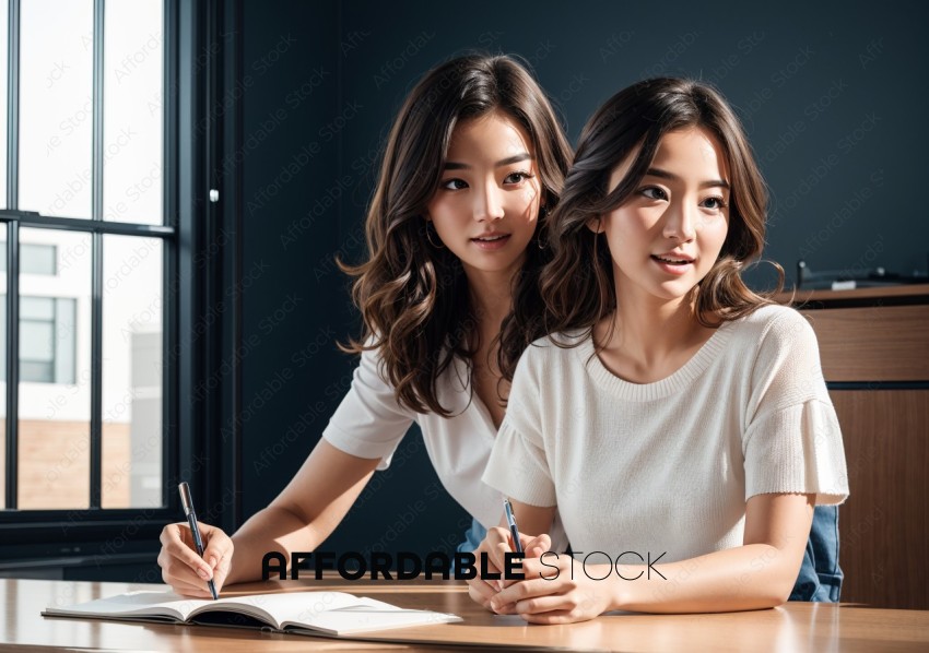 Two Women Collaborating at Desk