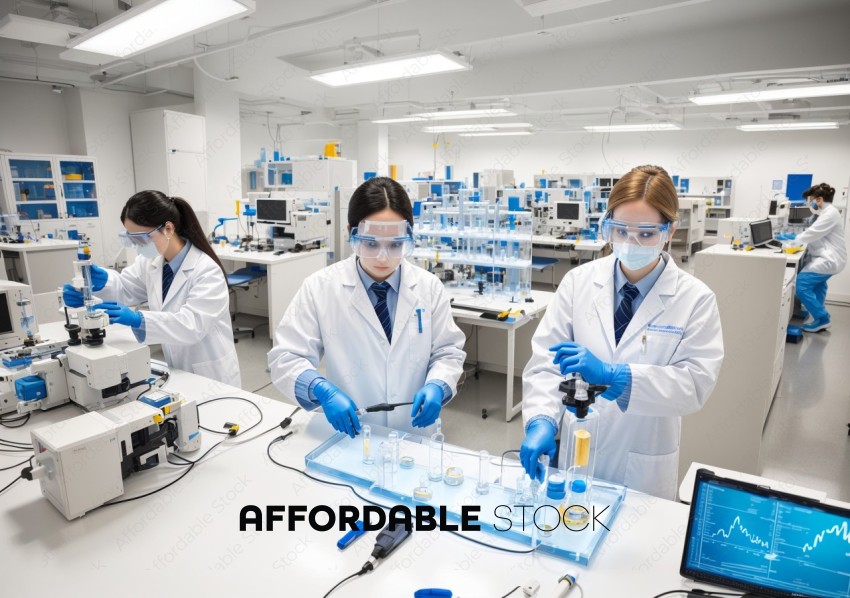 Scientists Working in Modern Laboratory