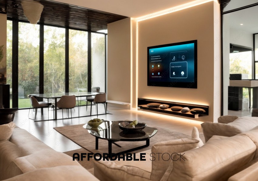 Modern Living Room with Smart Home Technology
