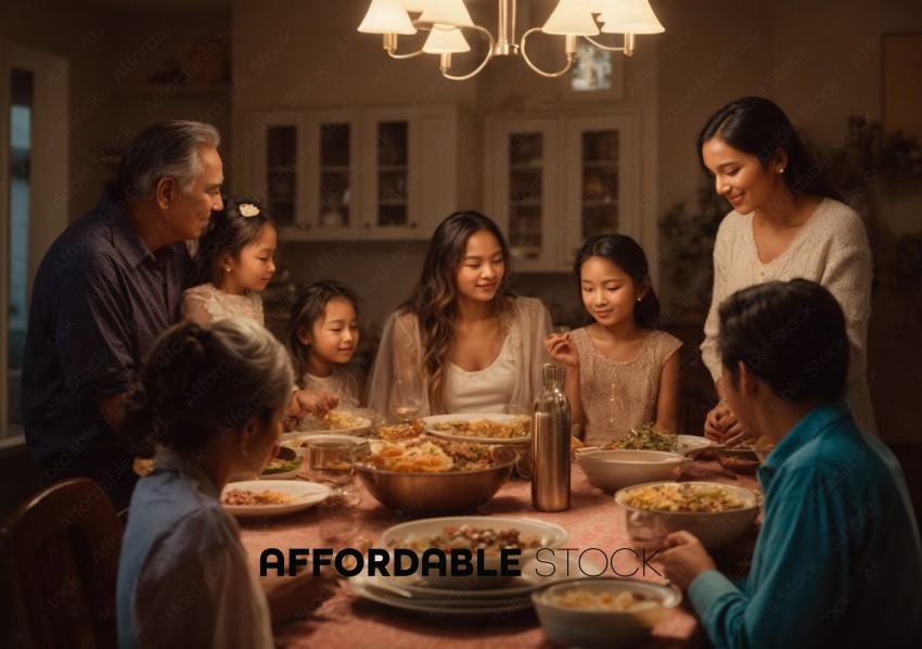 Family Enjoying Dinner Together Indoors