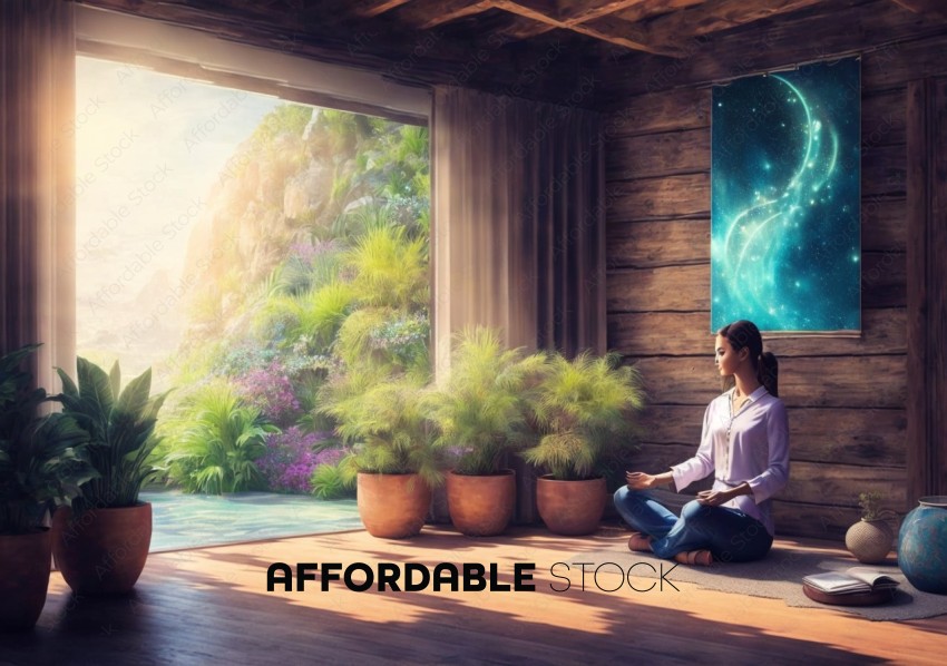 Tranquil Meditation Room with Nature View