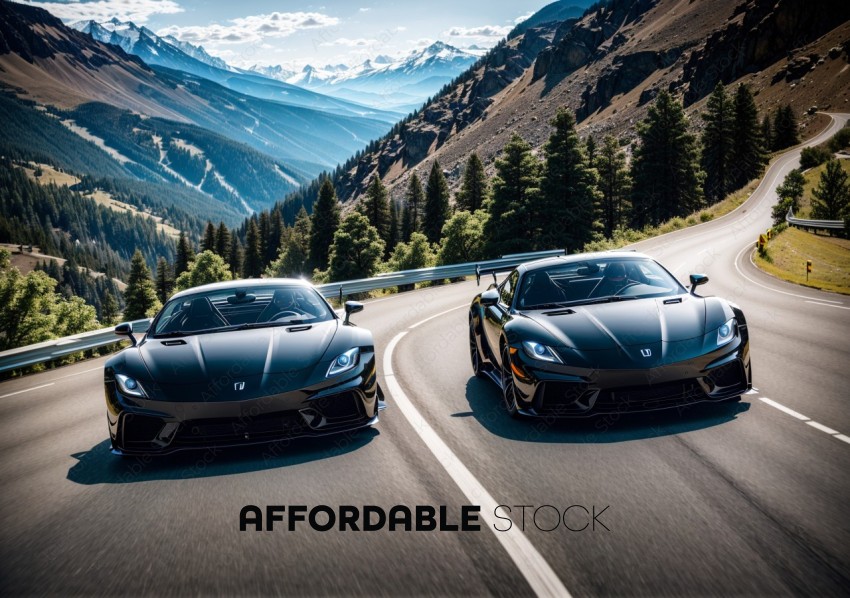 Luxury Sports Cars on Mountain Road