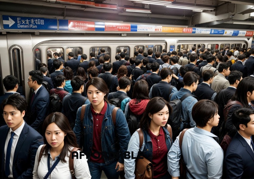 Crowded Subway Station Scene