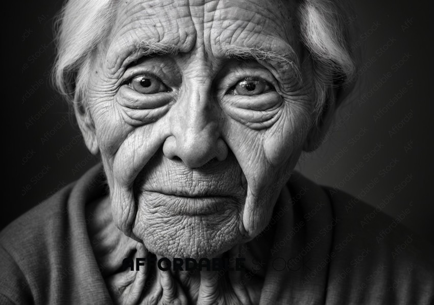 Elderly Woman Portrait in Monochrome