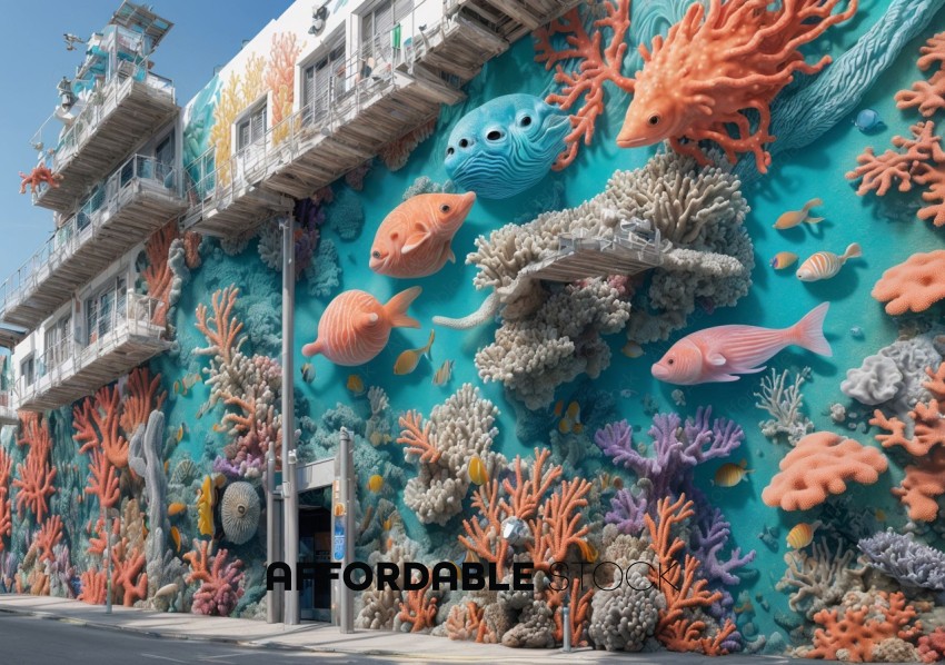 3D Underwater Mural on Building Facade
