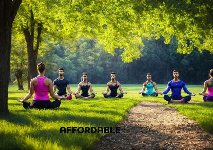 Outdoor Group Yoga Meditation in the Park