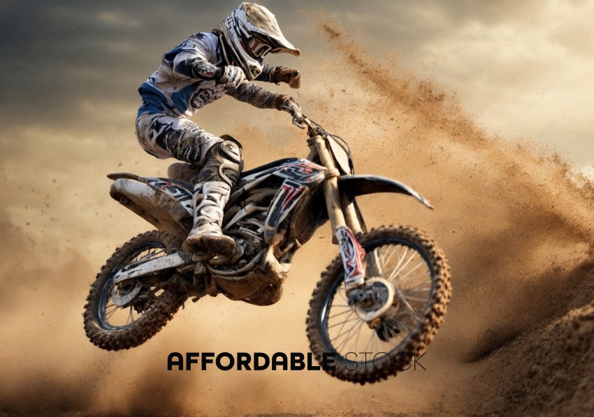 Motocross Rider Performing Dirt Jump