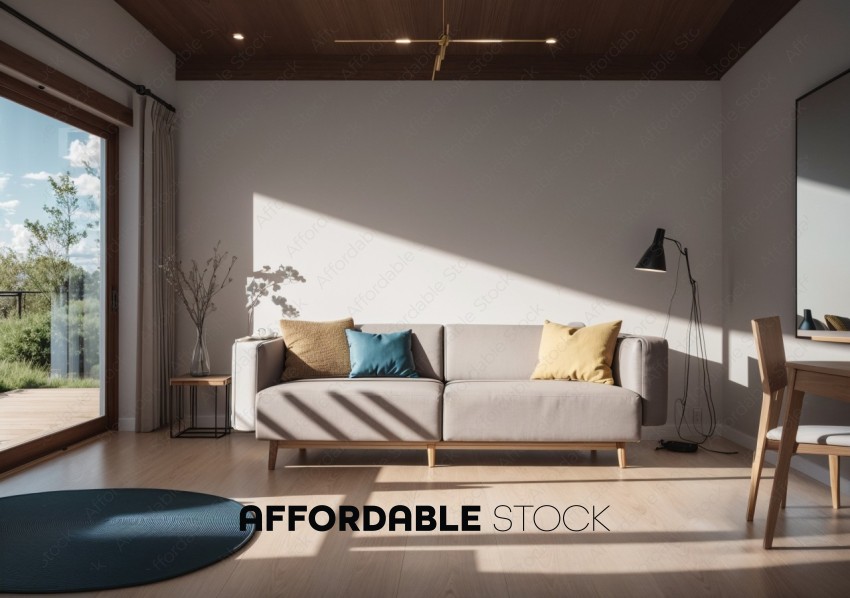Modern Living Room with Sunlight