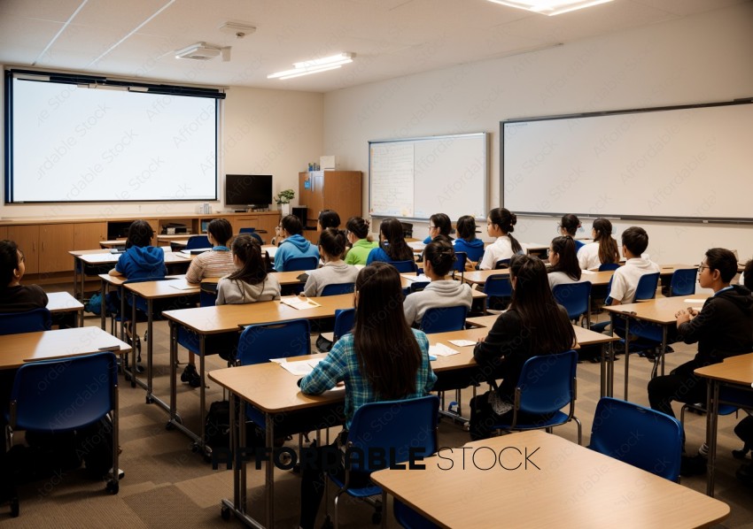 Modern Classroom with Students