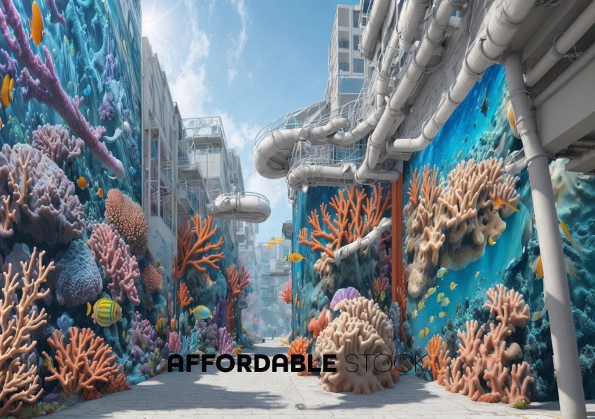 Futuristic Urban Coral Reef Scene