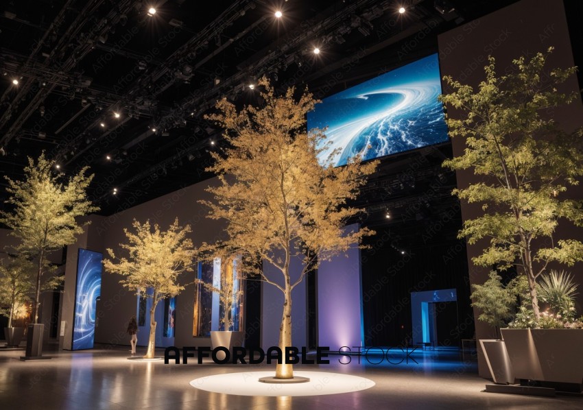 Modern Exhibition Hall with Large Digital Displays