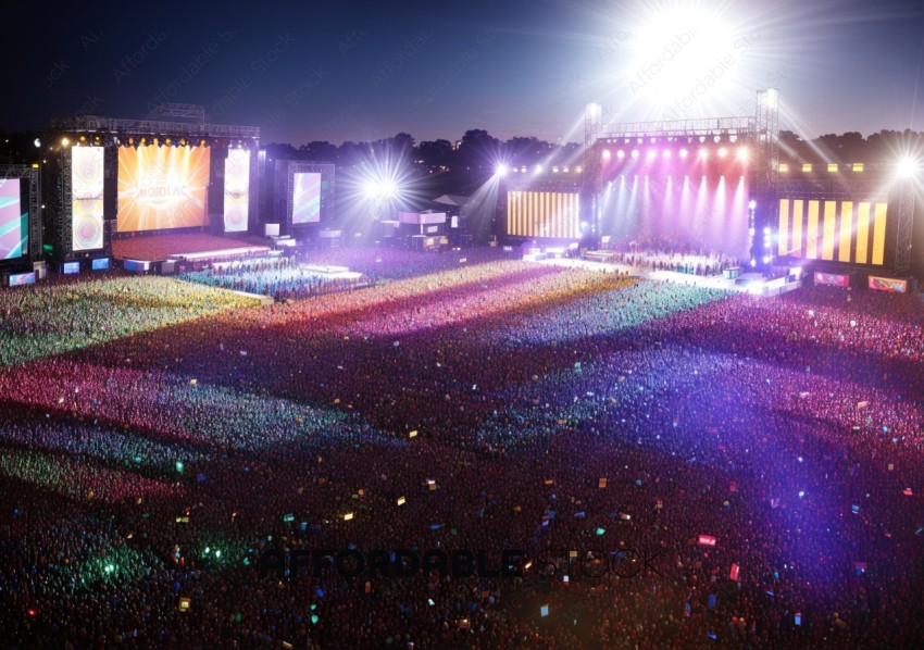 Vibrant Outdoor Music Festival at Night