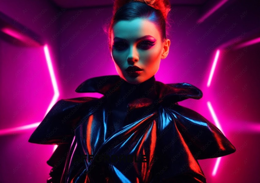 Futuristic Fashion Portrait with Neon Lights