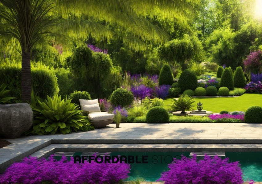 Luxurious Garden Landscape with Pool