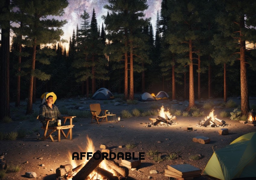 Peaceful Camping Under Starry Sky