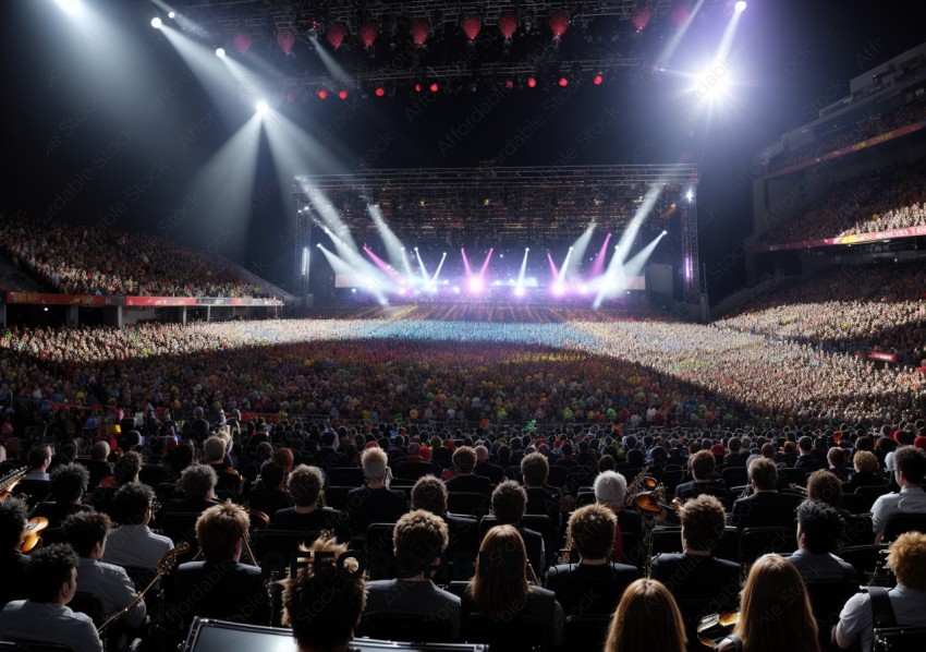 Live Concert Stage with Audience in Stadium