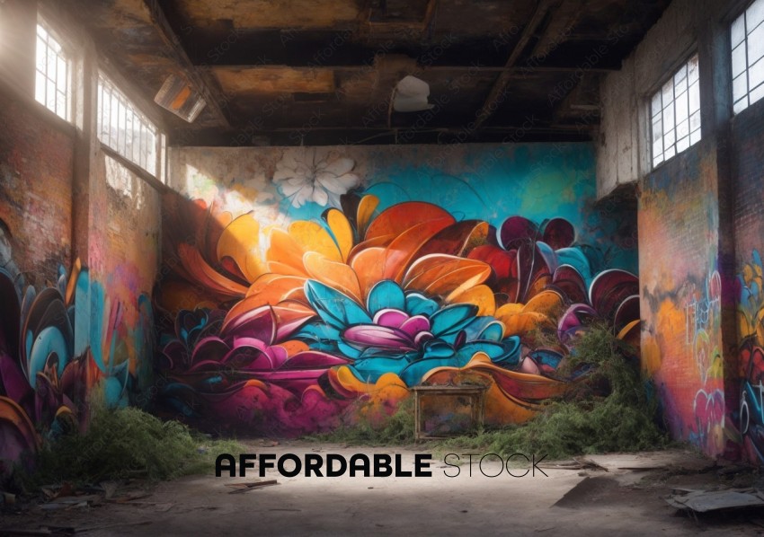Vibrant Graffiti Art in Abandoned Building