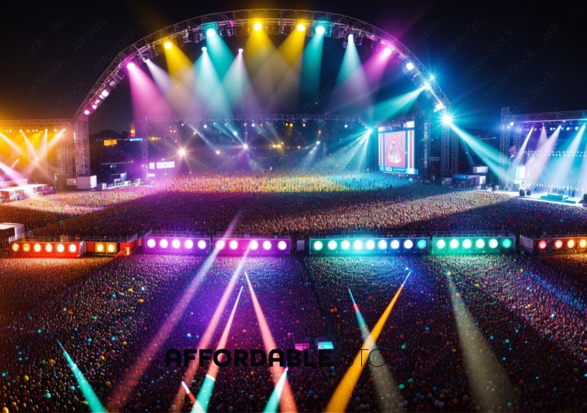 Nighttime Concert with Colorful Stage Lights