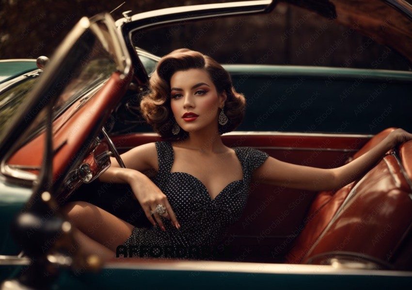 Vintage Glamour Fashion in Classic Car