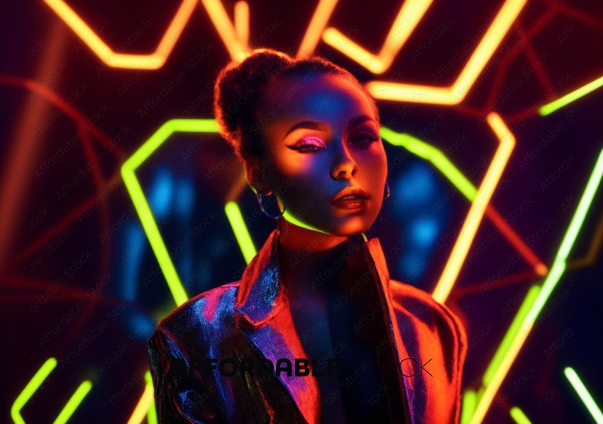Futuristic Neon Portrait of a Woman