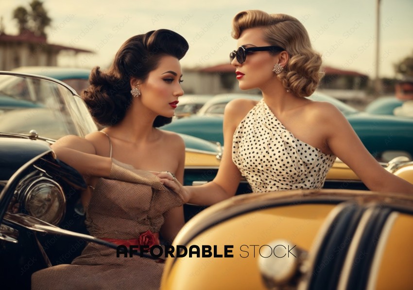 Vintage Fashion Models by Classic Cars