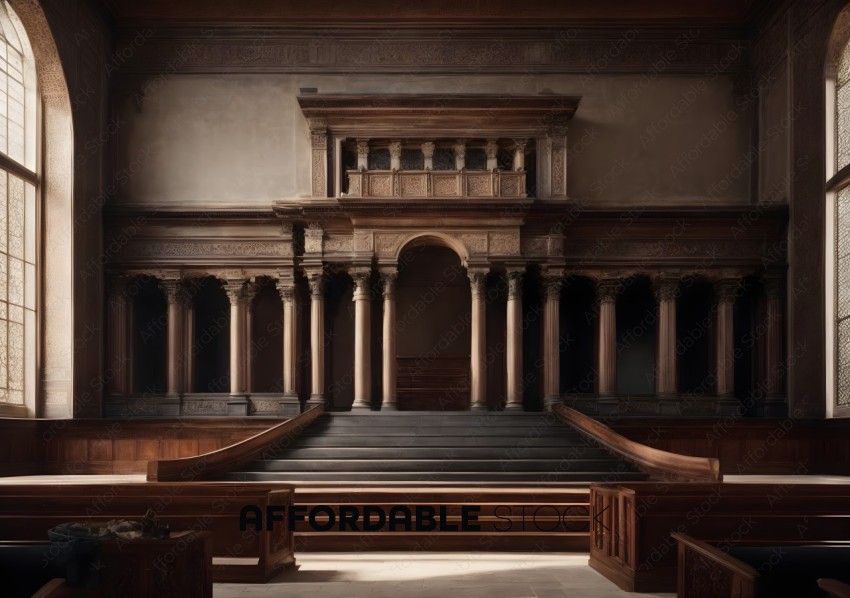 Elegant Historical Courtroom Interior