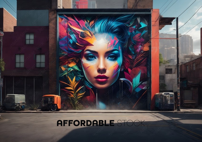 Vibrant Street Art Mural of Woman's Face