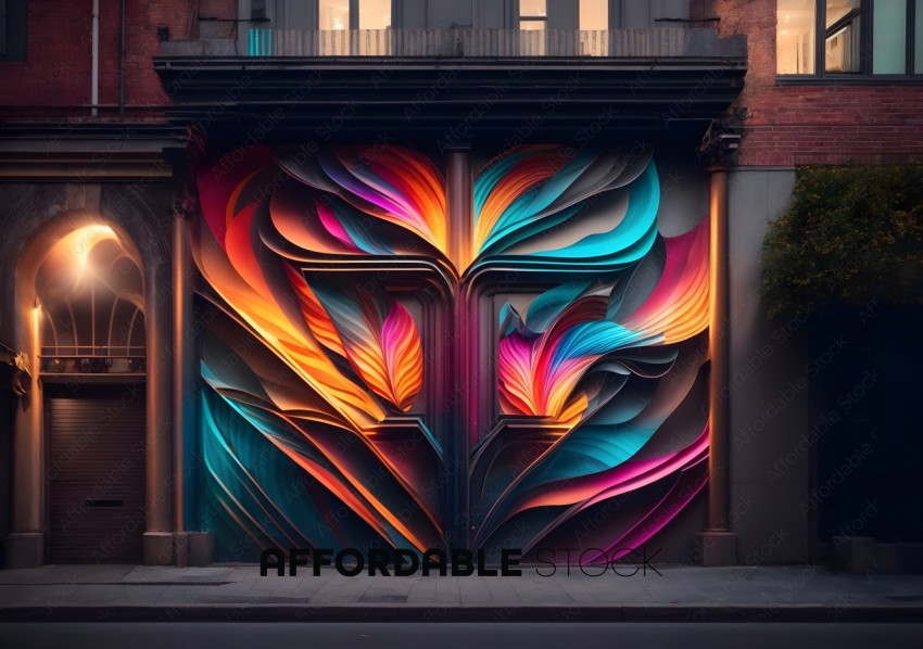 Vibrant Abstract Mural on Urban Building