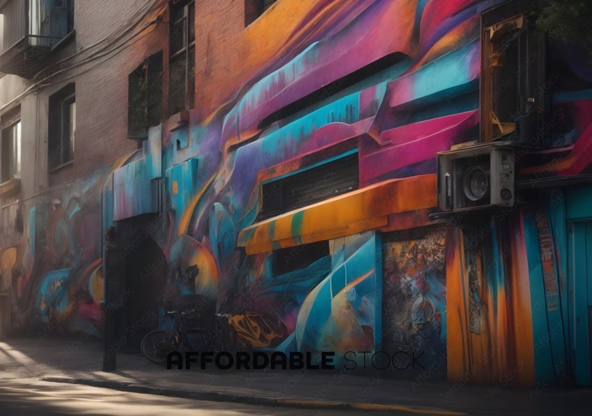 Vibrant Street Art on Urban Building Facade