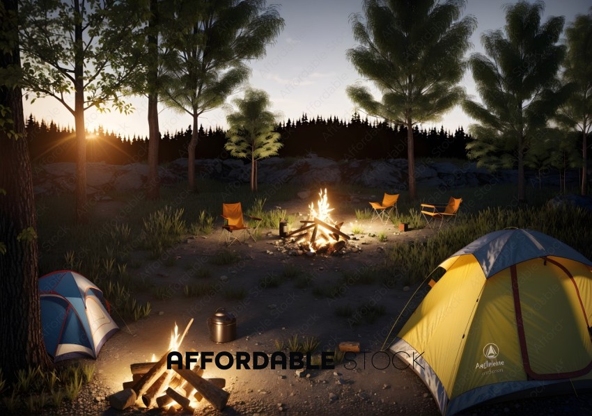Serene Camping Site at Sunset