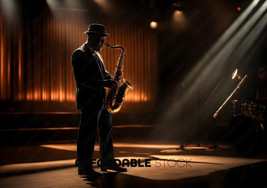 Jazz Saxophonist Performing on Stage