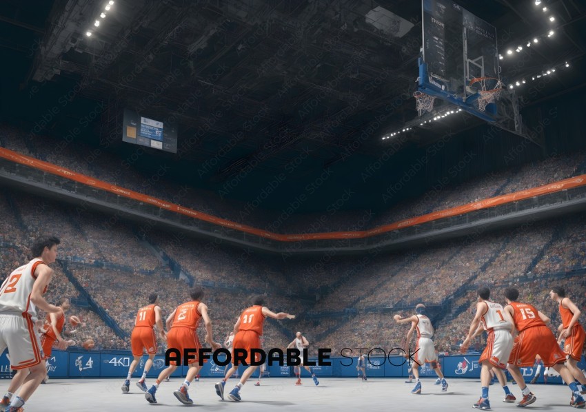 Indoor Basketball Game in Action
