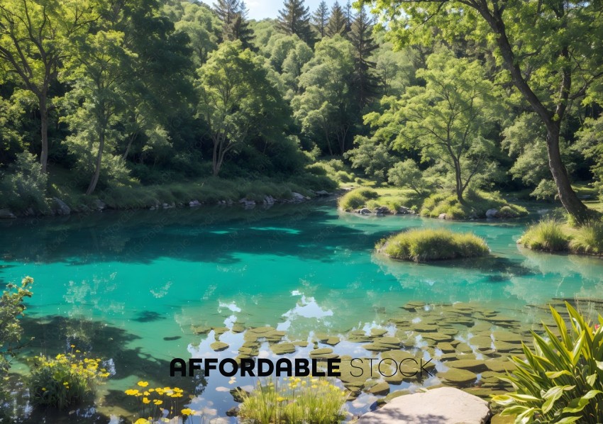 Tranquil Forest Lake With Clear Water