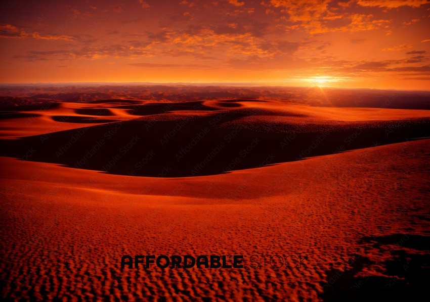 Sunset Over Desert Dunes