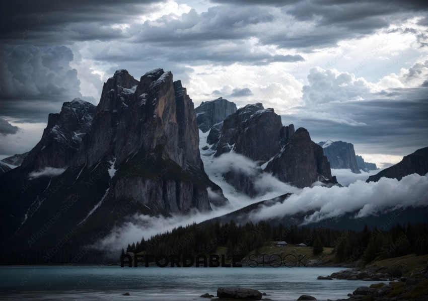 Majestic Mountain Peaks with Gathering Clouds