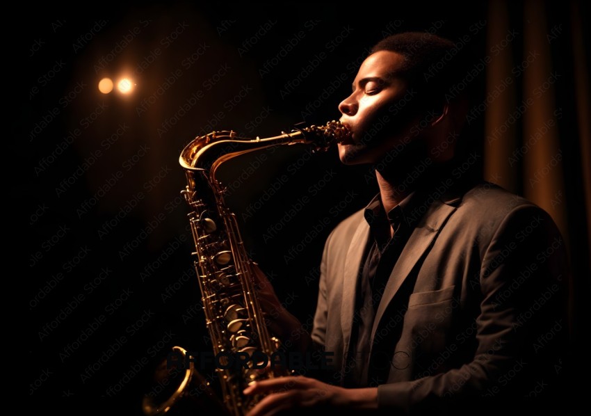 Jazz Saxophonist Performing on Stage