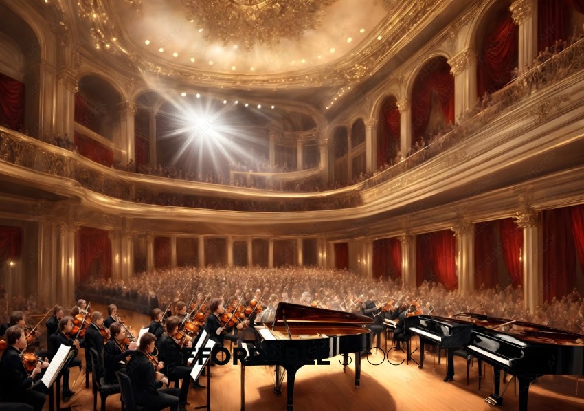 Classical Orchestra Performing in Grand Theater