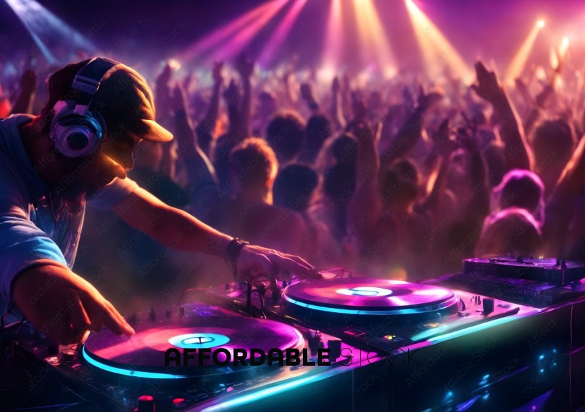 DJ Performing at Vibrant Nightclub Party